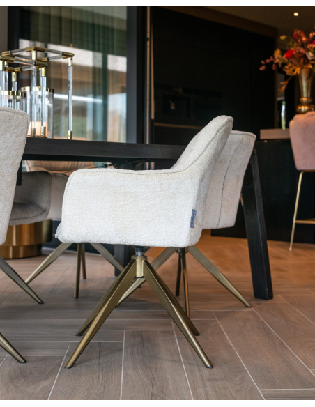 Eetkamerstoel Aline white chenille draaibaar brandvertragend