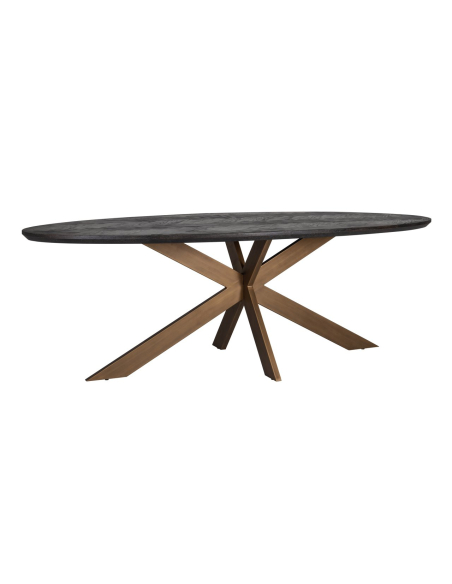 Eettafel Blackbone Brass zwart rustiek ovaal 260