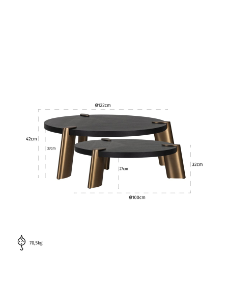 Tavolino da caffè Alexander Jones charcoal (Brody) (Set di 2)