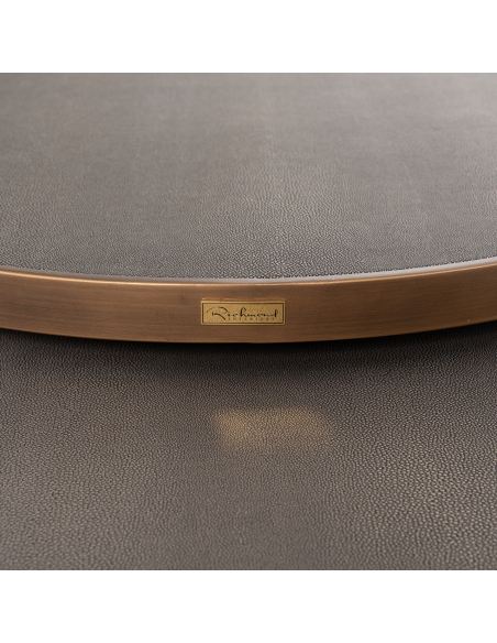 Brass Stingray Leather Coffee Tables Glass Tops BLOOMVILLE