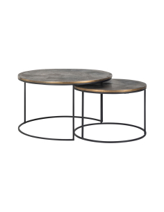 Tulum brushed gold coffee table (Set of 2)