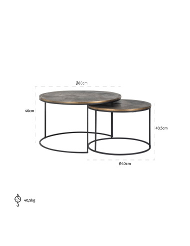 Tavolino da caffè Tulum brushed gold (Set of 2)
