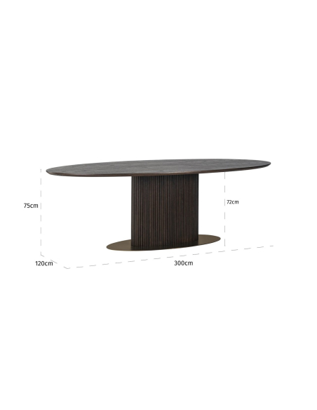 Luxor brown oval dining table 300