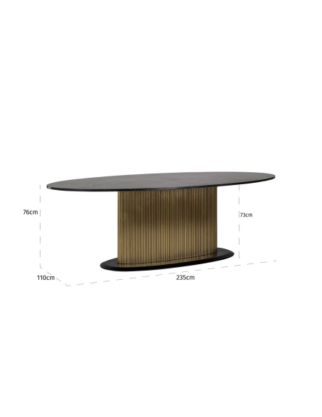 Ironville gold oval dining table 235