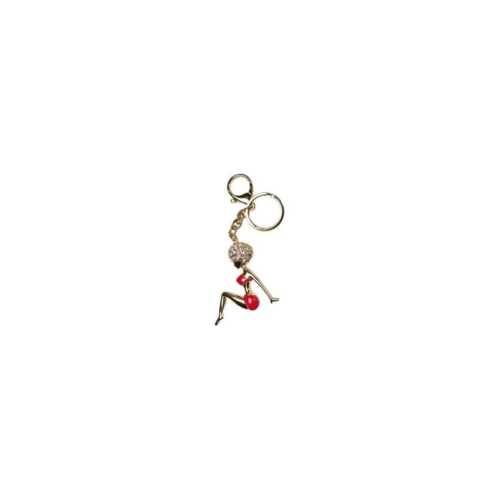 Porta-chaves mulher disco dourada com strass KARE