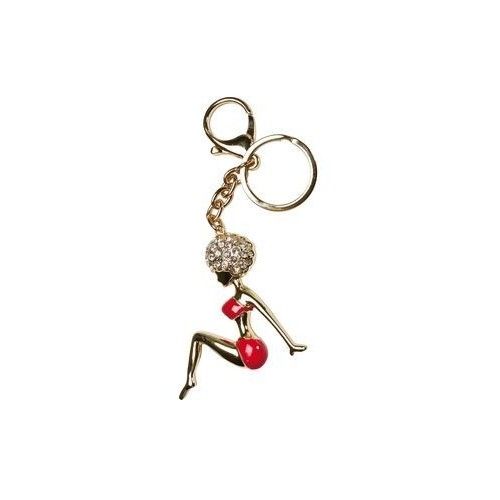 Porta-chaves mulher disco dourada com strass KARE