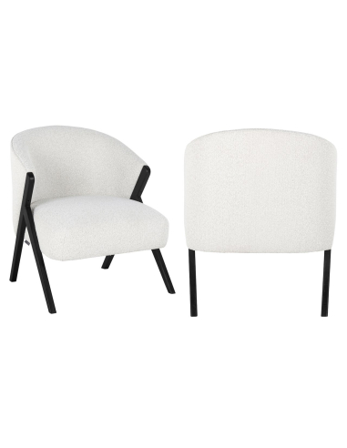 Poltrona lounge Mia em bouclé branco