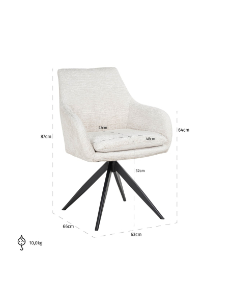 Lisonne cream fusion swivel dining chair