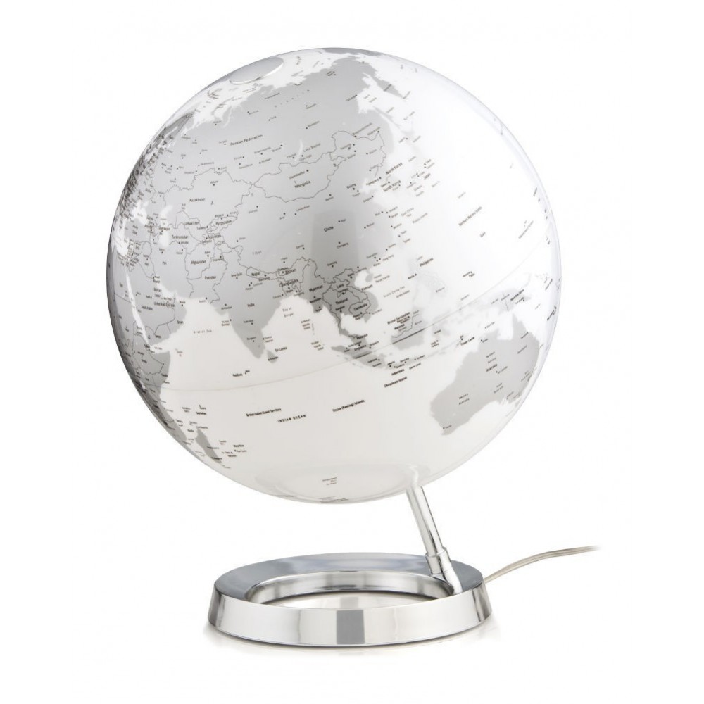 Projeto branco global globo cinzento na base do cromo