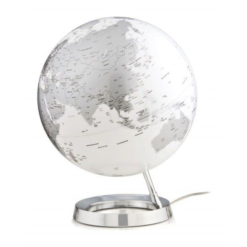 Global Globe Grey White Design auf Chrome Base