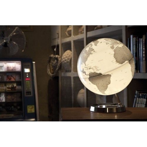 Global Globe Grey White Design auf Chrome Base