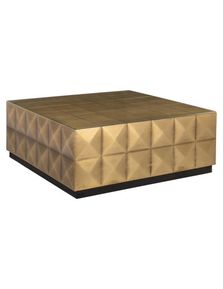 Mesa de centro Collada dourado escovado incl. tampo de vidro