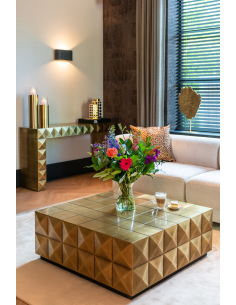 Table basse Collada brushed gold incl. glass top 2