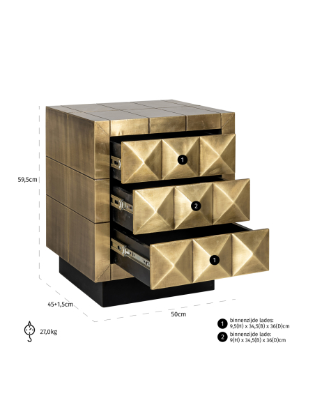 Collada brushed gold bedside table