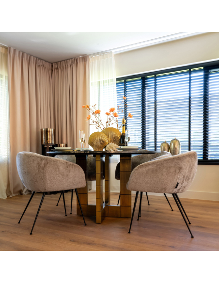 Mesa de jantar Collada preto/dourado 130Ø