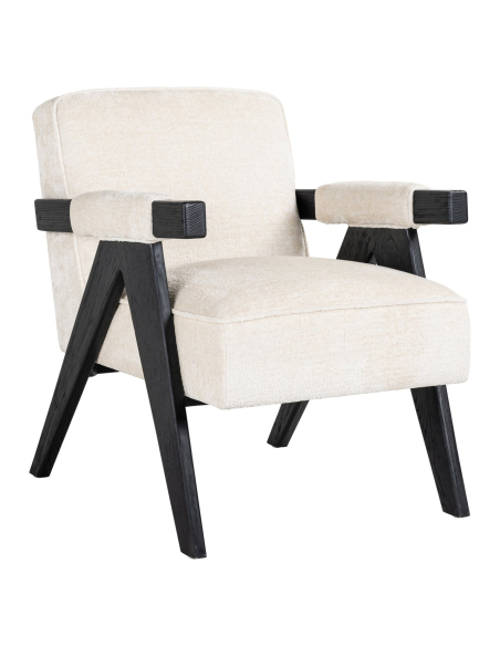 Lounge-Sessel Cooper aus weißem Chenille