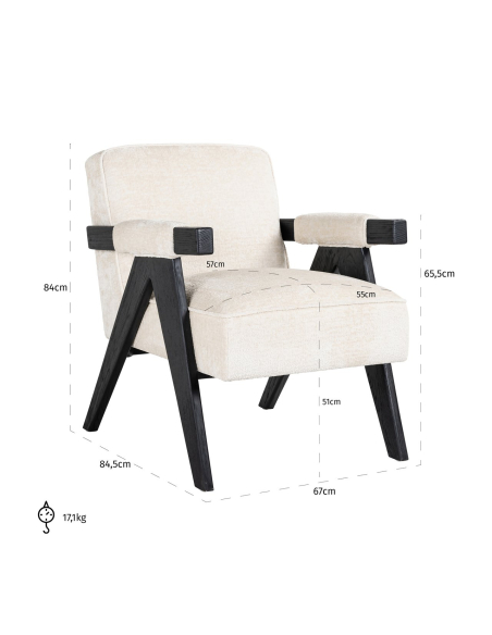 Loungefauteuil Cooper witte chenille