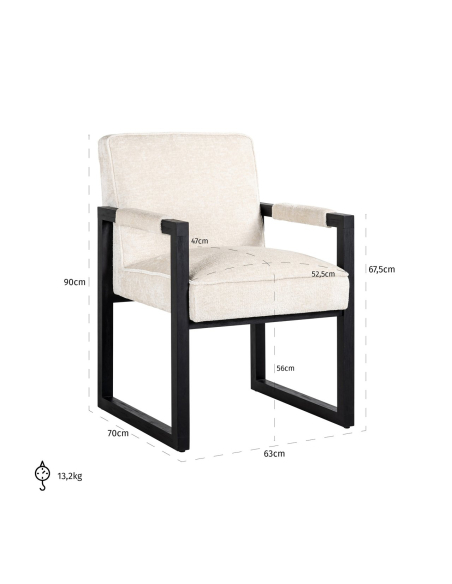 Eetkamerstoel Beck white chenille