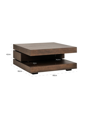 Mesa de centro Oakura castanho 90x90