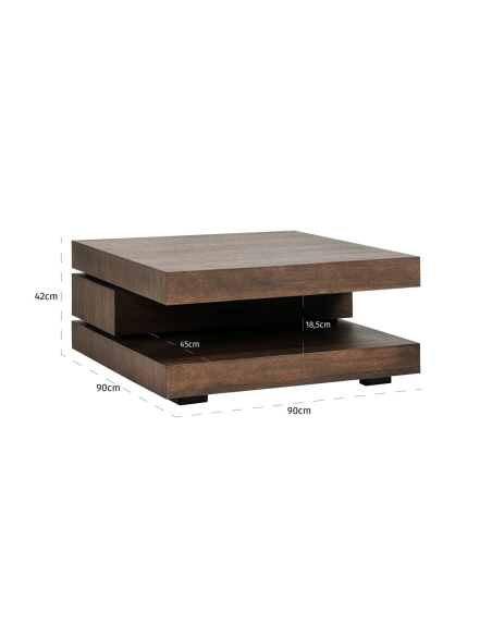 Mesa de centro Oakura castanho 90x90