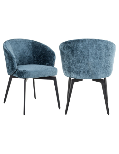 Silla de comedor Amphara blue chenilla ignífuga