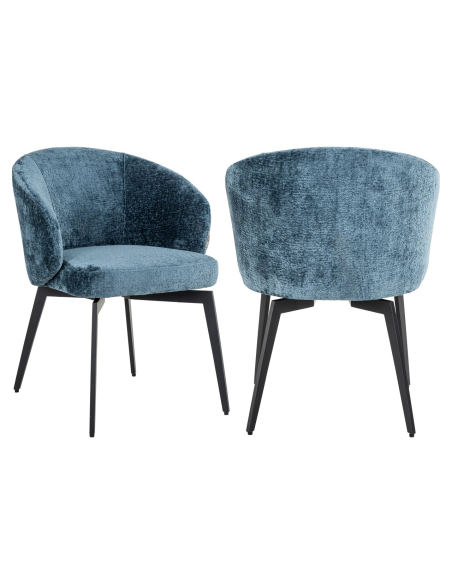 Amphara blue chenille fire-retardant dining chair
