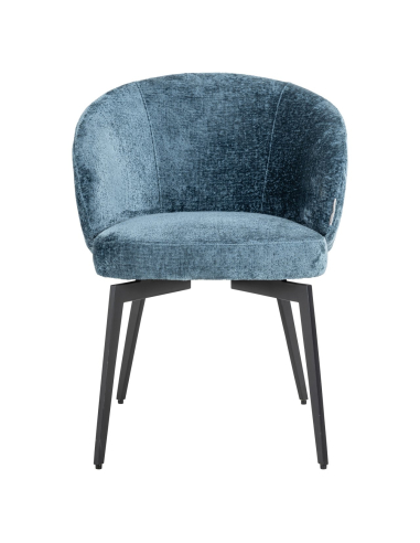 Eetkamerstoel Amphara blauwe brandvertragende chenille