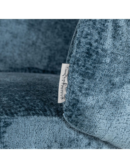 Eetkamerstoel Amphara blauwe brandvertragende chenille