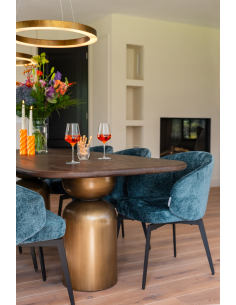 Eetkamerstoel Amphara blauwe brandvertragende chenille 2