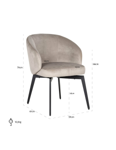 Chaise de salle à manger Amphara khaki velvet fire retardant 2