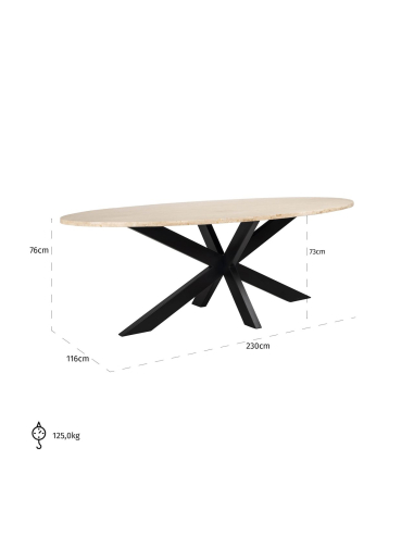 Ovale eettafel Avalon brons 230