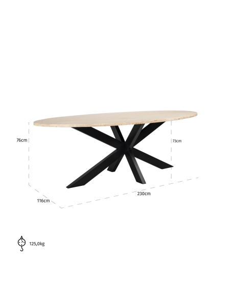 Ovale eettafel Avalon brons 230