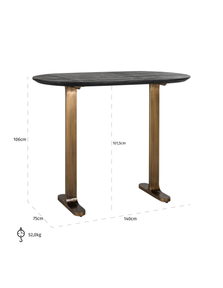 Table de bar Revelin black/gold 140
