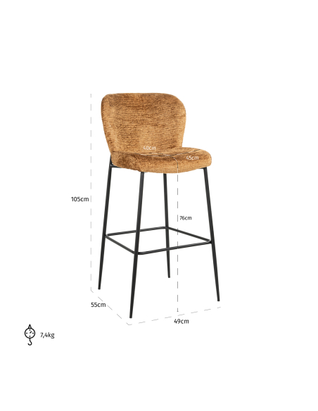 Banco de bar Darby cognac fusion