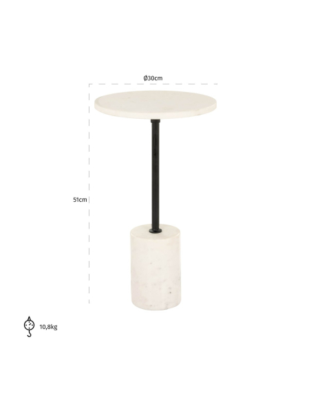 Bijzettafel Misty black/white 30Ø