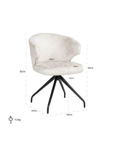 Eetkamerstoel Milly cream fusion swivel