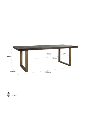 Eettafel Luxor brown diamond 230