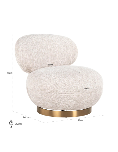 Loungefauteuil Jace lovely cream draaibaar