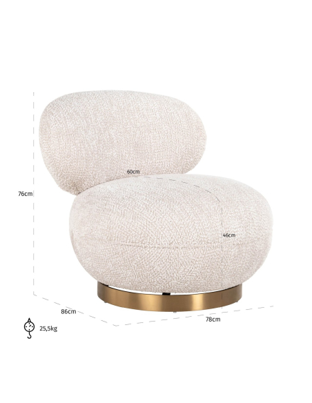 Loungefauteuil Jace lovely cream draaibaar