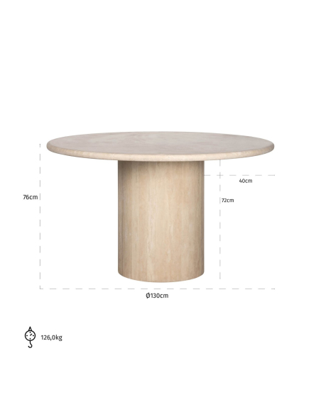 Eettafel Alexander Jones beige 130Ø (Renaissance)
