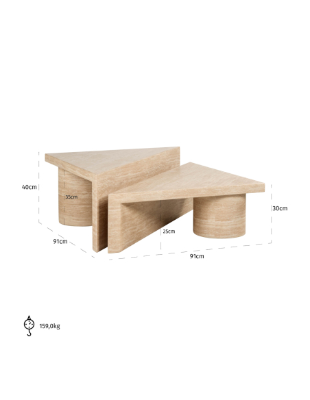 Salontafel Fictus beige (set van 2)