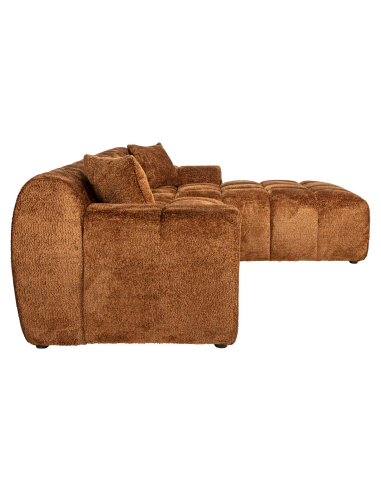 Cube lovely cinnamon 3-seater sofa + right chaise lounge
