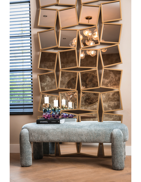 Banco azul claro de chenilla HOLLY | Mobiliario Loft Attitude