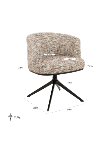 Sedia da sala da pranzo naturale Trendy CHEYENNE