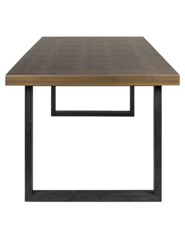 Mesa de jantar Bloomville em latão shagreen incl. tampo de vidro 200