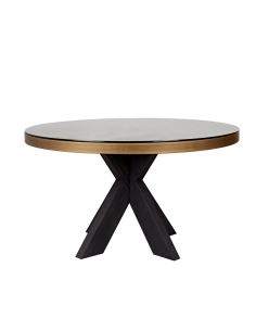Table à manger laiton galuchat plateau 140Ø BLOOMVILLE