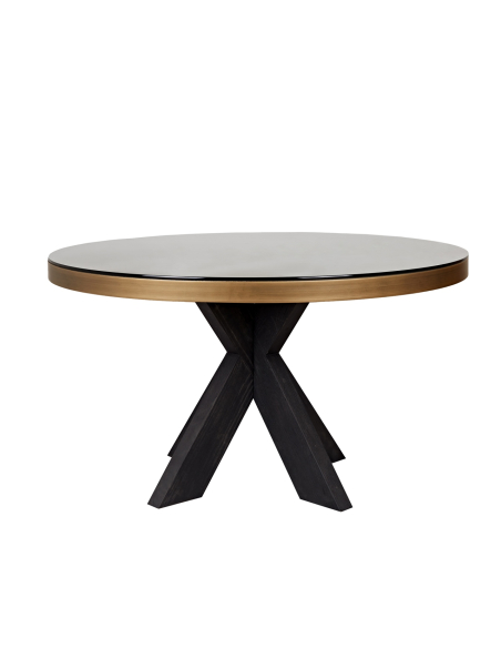 Eettafel messing roggenleer blad 140Ø BLOOMVILLE