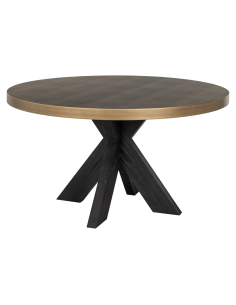 Eettafel messing roggenleer blad 140Ø BLOOMVILLE 2