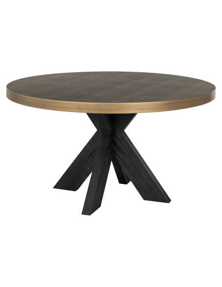 Eettafel messing roggenleer blad 140Ø BLOOMVILLE