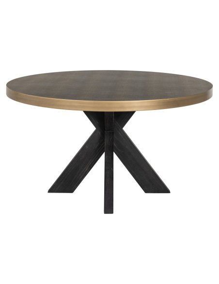 Eettafel messing roggenleer blad 140Ø BLOOMVILLE